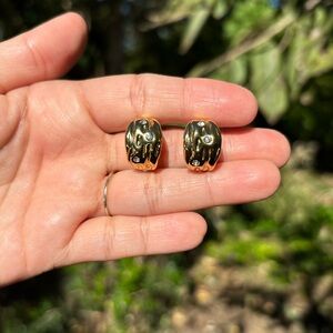 18K Gold Plated Stainless Steel Diamond Hoop Earrings